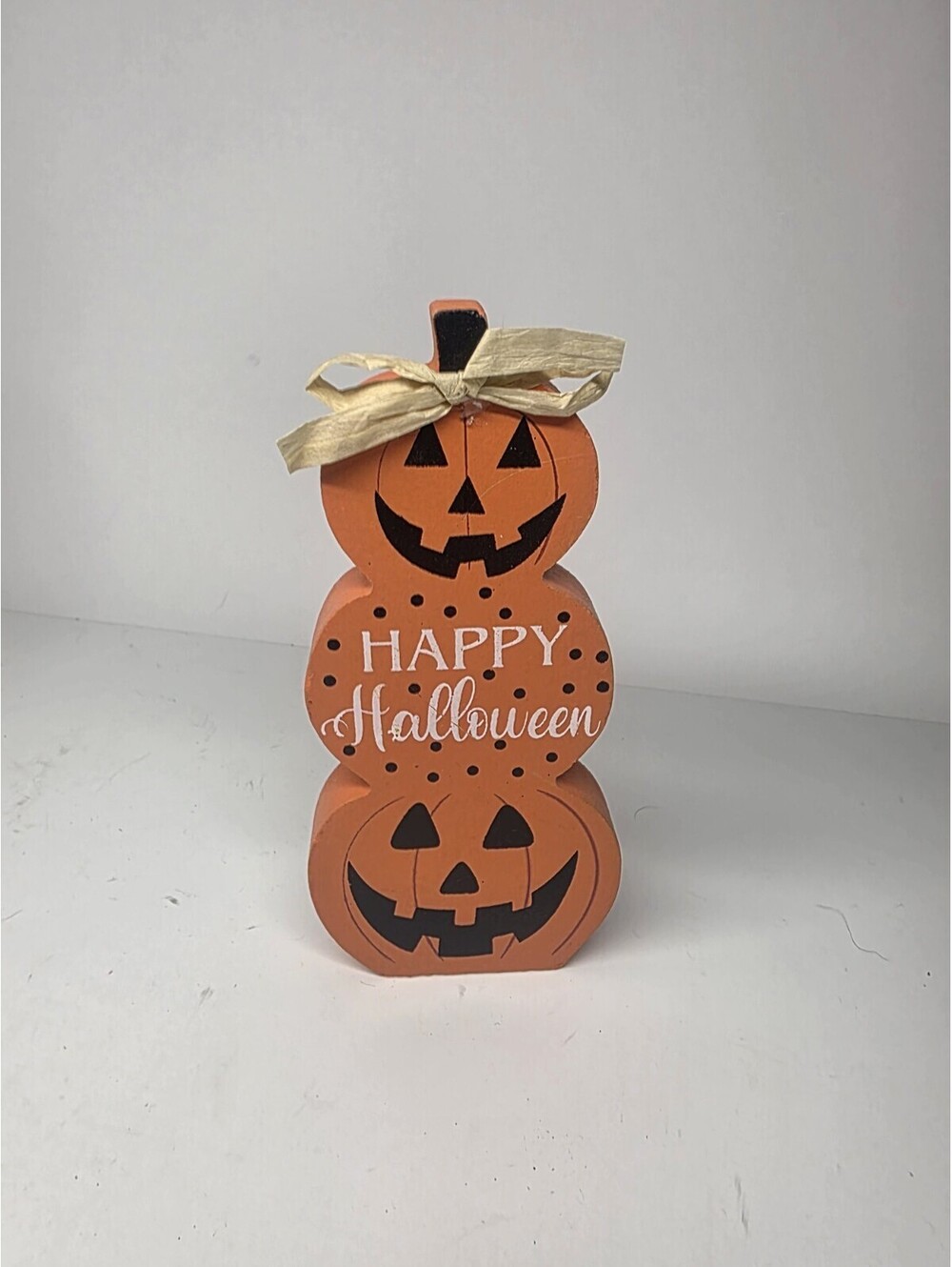 Halloween Decorations Scary Pumpkin Wooden Block Sign Indoor Tabletop Gift